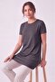 Women's Four Seasons Crew Neck Short Sleeve Viscose Short Tunic Smoked - 5