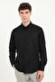 Men's Regular Fit Button-Down Collar Long Sleeve Black Shirt - 2