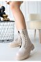 Caxa Beige Leather Laced Boots - 2