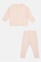 Toddlers Girl 2 Pieces Textured Pyjama Top And Bottom Set, Light Peach - 2