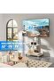 Premium Heavy Duty Mobile TV Floor Stand with Wheels for 32-75 Inch LED/LCD/OLED Flat & Curved TVs, 30° Swivel Height Adjustable Rolling TV Cart with Wooden Shelf & Lockable Wheels - 2