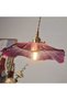 Retro LED pendant light with purple glass flowers, suitable for bars, bedrooms, homes, and interior porch lighting (bulb not included). - 4