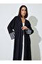 Black Embroidered Batwing Sleeves Open Front Abaya - 2