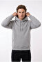 Men's Light Gray Hooded Sweatshirt with Side Pockets and 3-Thread Fleece Inside - 2
