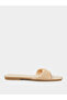 Beige Weave Pattern Open Toe Flat Sandals