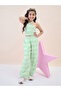 Girls Green Checked Halter Neck Top and Pants Set - 5