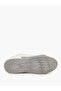 White Contrast Sole Lace Up Sneakers with Pull Tab - 5