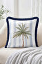 Set of 4 Fringed-Tasseled Throw Pillow Covers with Palm Trees, Stripes, and Car Figures Decorative Pillowcases - 4