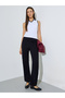 White Sleeveless Contrast Polo Neck Ribbed Tank Top - 2