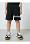 Boys Black Slogan Print T-Shirt and Shorts Set - 4