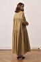 Soho Ribbed Detailed Voile Dress Olive - 4