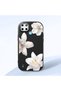 Realme C21Y Compatible Case Camera Protector Black Silicone Couple Phone Case with Floral Pattern
