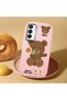 Samsung Galaxy M15 Compatible Case Camera Protector Pink Silicone Couple Phone Case with Bear Pattern - 2