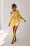 Summer Stylish Women's Asymmetrical Transparent Flowy Knitwear Cape Poncho - Yellow - 6