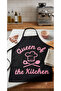 The Queen of the Kitchen and Chef's Hat Apron Set, 2-Piece Double Apron Set - 2
