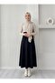 Women's Black High Waist Elastic Scuba Crepe Lycra Long Flared Skirt (Promotional Price) - 4