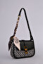 Stylish Design with Patterned Shawl Detail Small Size Women's Shoulder Bag Black - 4