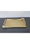 Figured, Metal-Handled, Stainless Steel Rectangular Tray Luxury Presentation Tray Light Gold-Silver - 5