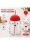 Goggy Bear Premium Glass Barista Cold Drink Cup with Straw a Teddy Bear Print Cup 550 ml