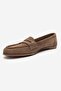 F02 Mink Beige Suede Genuine Leather Women's Loafer Shoes - 6