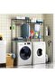Space-Saving Over Washer and Dryer Storage Rack – 4-Tier Kids Organizer Shelf with Adjustable Drying Rod, Wire Basket & Hooks – Fits Standard Laundry Machines – Ideal for Children's Room Storage - 2