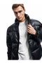 Zippered Stand Collar Pocket Detailed Long Sleeve Slim Fit Puffer Coat