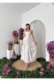 Women's White Midi Dress with Thin Straps, Square Neck, Floral Pattern, Gathered - 8