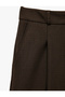 Pile Detailed Short Wide-Leg Fabric Trousers with Pockets - 7