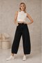 Black High Waist Short Leg Baggy Jean Denim Trousers - 2
