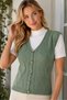 Women's Sleeveless V-Neck Cotton Hair Braided Diamond Pattern Modern Cut Stylish Casual Mint Knitwear Vest Cardigan - 5