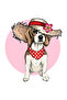 Beagle in a Hat: Women's Oversized T-Shirt with Red Ribbon Print - 3