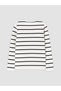 Ozmarka New Season Ecru Crew Neck Striped Women's Knitwear Sweater - 6