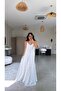 White Polka Dot Tulle Flowing Dress with Maxi Lining - 2