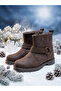 Genuine Leather Brown Orthopedic Zippered Girls' Boots - 2