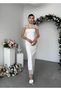 Women's White Midi Dress with Lace Cape Collar and Draped Slim Fit Event Dress - 8