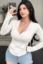 Vexa White Zippered Kangaroo Pocket Slim Fit Lace-Up Hooded Soft Flexible Long Sleeve Sports Cardigan - 2