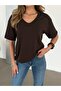 V-Neck Basic T-Shirt - Brown - 5