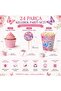 Butterfly Birthday Cupcake Set – 8 Cupcake Molds + 8 Butterfly Toothpick Decorations + 8 Butterfly Corn Boxes |   Butterfly Party Catering Set 24 Pieces - 8