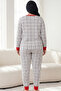 Plaid Patterned Cotton Lycra Large Size Oversized Knitted Pajama Set26240900 - 3