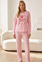 Pink Patterned Cotton Lycra Knitted Pajama Set26241170 - 2