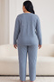 Indigo White Line Patterned Large Size Oversized Viscose Knitted Pajama Set26240954 - 3