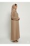 Taupe Nida Abaya | Star/Floral Silver Embellished Silhouette Dress | Rizqé Modest Luxury - 2