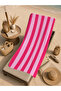 Modern Pink Tone Vertical Thick Striped Minimal Patterned 70X150 Beach Towel - Cotton Bath Towel - 3