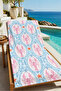 Pastel Seashell Medallion Patterned 70X150 Beach Towel - Digital Printed Fade-Resistant Bath Towel