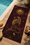 Zodiac Golden Lion Sunny Burgundy Patterned 70X150 Beach Towel - Digital Printed Fade-Resistant Bath Towel - 4