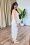 Women's Stone Linen Sleeveless Blouse with Elastic Waist and Pockets Wide Leg Two-Piece Set - 3