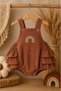 Rainbow Detailed 100% Cotton Muslin Baby Romper M00852 Brown - 5