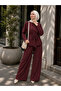 Women's Aerobin Fabric Back Zippered Belted Wide Leg Two-Piece Set