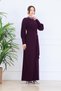 Sandy Fabric Flexible Collar and Waist Stone Detailed Plus Size Hijab Evening Dress Tbselb90 - 6