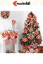 4 Pieces Glittered Poinsettia Christmas Tree Ornament Christmas Flower Red Gold 14 cm - 4